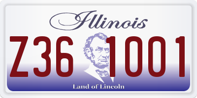 IL license plate Z361001