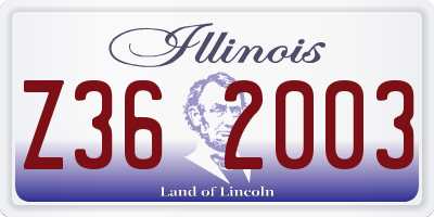 IL license plate Z362003