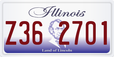 IL license plate Z362701