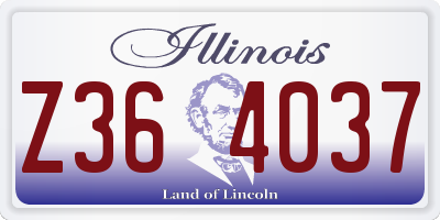IL license plate Z364037