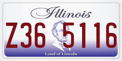 IL license plate Z365116