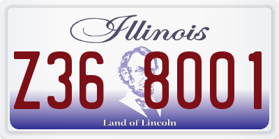 IL license plate Z368001