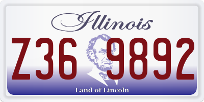 IL license plate Z369892