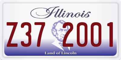 IL license plate Z372001