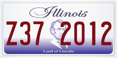 IL license plate Z372012