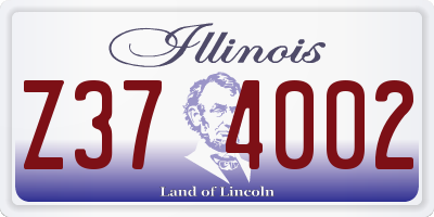 IL license plate Z374002