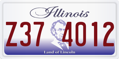 IL license plate Z374012