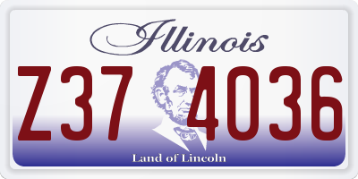 IL license plate Z374036
