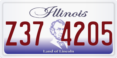 IL license plate Z374205