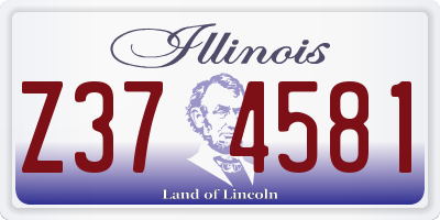IL license plate Z374581