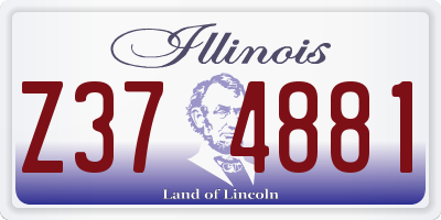 IL license plate Z374881