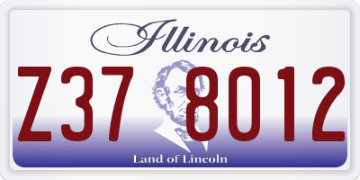 IL license plate Z378012