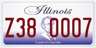 IL license plate Z380007