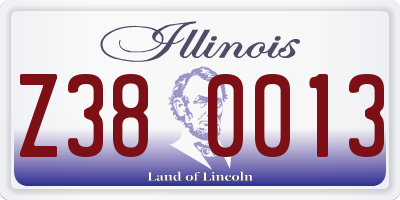IL license plate Z380013