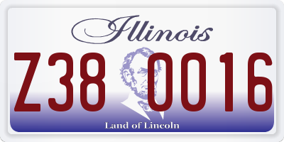 IL license plate Z380016
