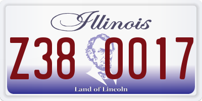 IL license plate Z380017