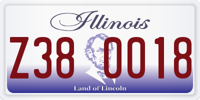 IL license plate Z380018