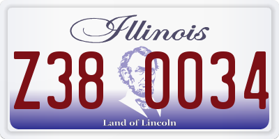 IL license plate Z380034