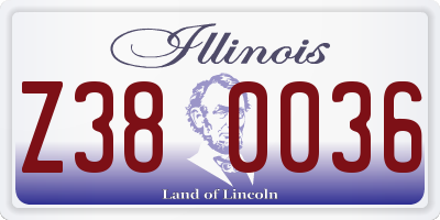 IL license plate Z380036