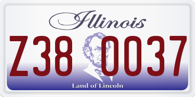IL license plate Z380037