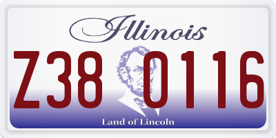 IL license plate Z380116