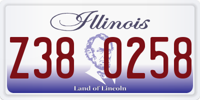IL license plate Z380258