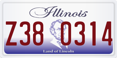 IL license plate Z380314