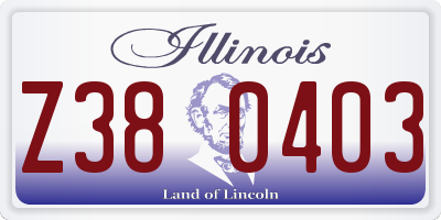 IL license plate Z380403
