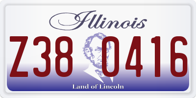 IL license plate Z380416