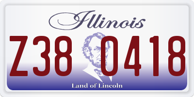 IL license plate Z380418