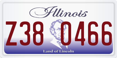 IL license plate Z380466