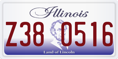 IL license plate Z380516