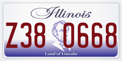 IL license plate Z380668