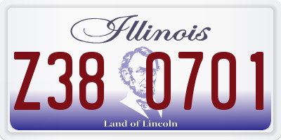 IL license plate Z380701