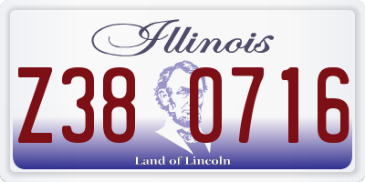 IL license plate Z380716