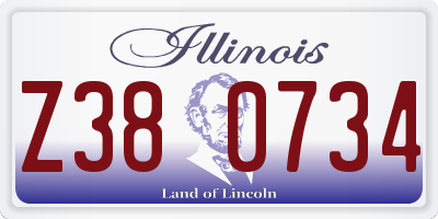 IL license plate Z380734