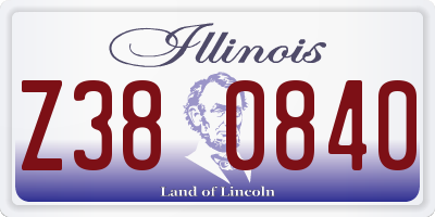 IL license plate Z380840