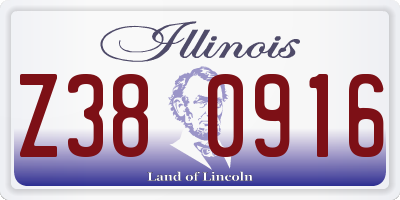 IL license plate Z380916