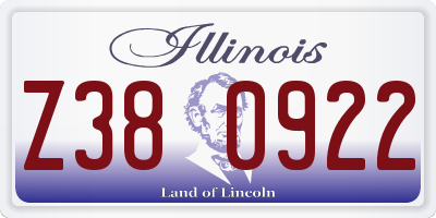 IL license plate Z380922