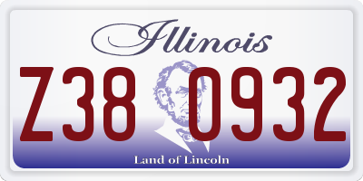 IL license plate Z380932