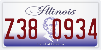IL license plate Z380934