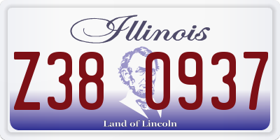 IL license plate Z380937