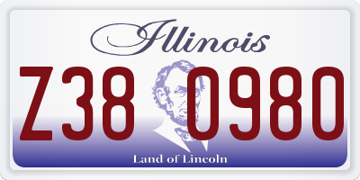IL license plate Z380980