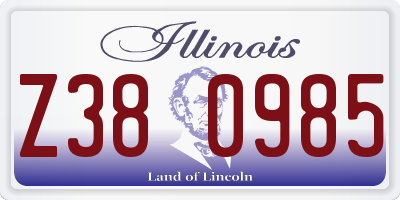 IL license plate Z380985