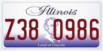 IL license plate Z380986