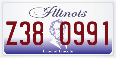 IL license plate Z380991