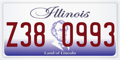 IL license plate Z380993
