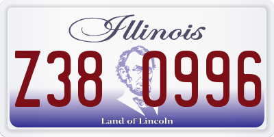 IL license plate Z380996