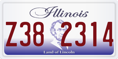 IL license plate Z382314