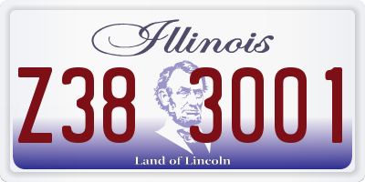 IL license plate Z383001